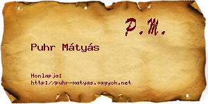 Puhr Mátyás névjegykártya